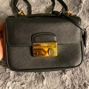 PRADA Convertible Sound Bag Saffiano Leather Mini Crossbody/Clutch